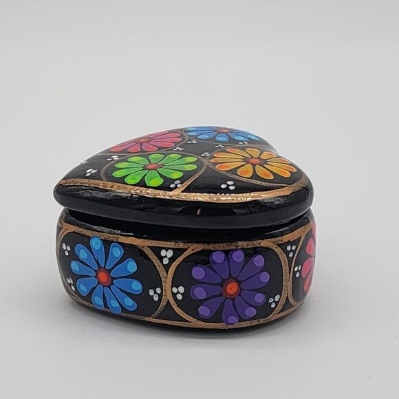 Hand Painted Terracotta Trinket box Colorful Celestial Oval Mat Finish Mexican P - Picture 7 of 10